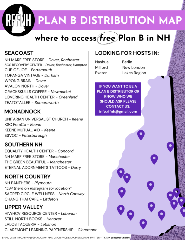 Plan B Distribution Map - ReproFund NH